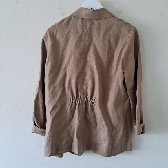 Lafayette 148 NY Greenish Brown Linen Collared Long Sleeve Jacket - S - Picture 3 of 7